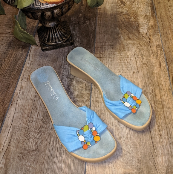 Gianetti Blue Slip On Wedges size 6. #F - Picture 2 of 7